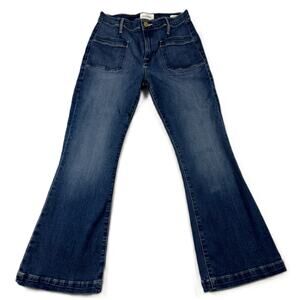 Frame women's Denim Le Bardot Crop Flare Dark Wash Denim Patch Pockets Jeans 26